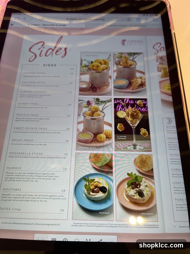 Opera Cafe & Lounge Sides Menu