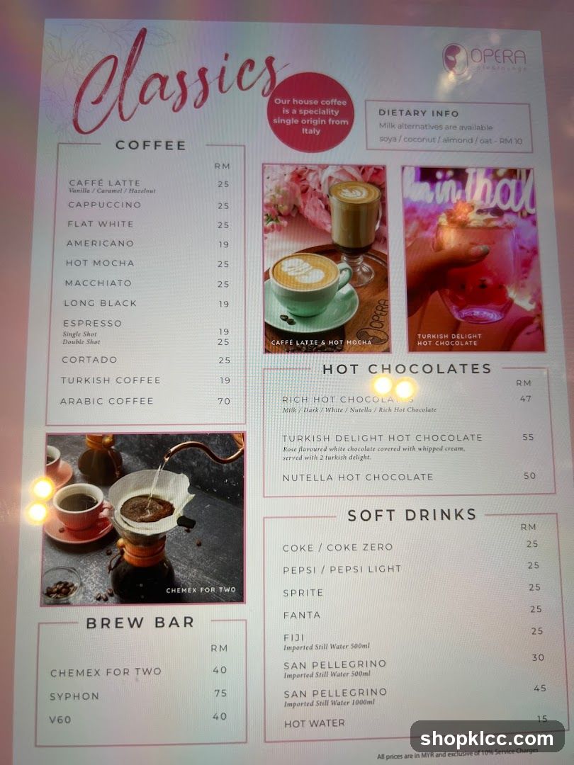 Classics Coffee Menu