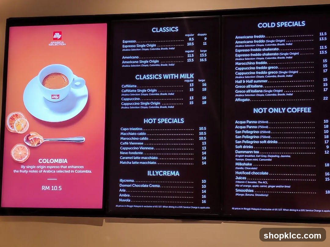 Illy Coffee Menu