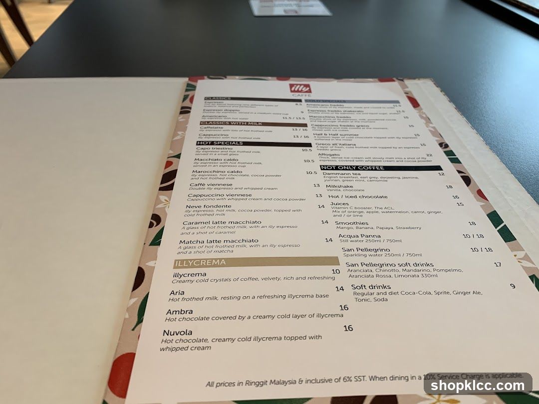 Illy Caffè Menu