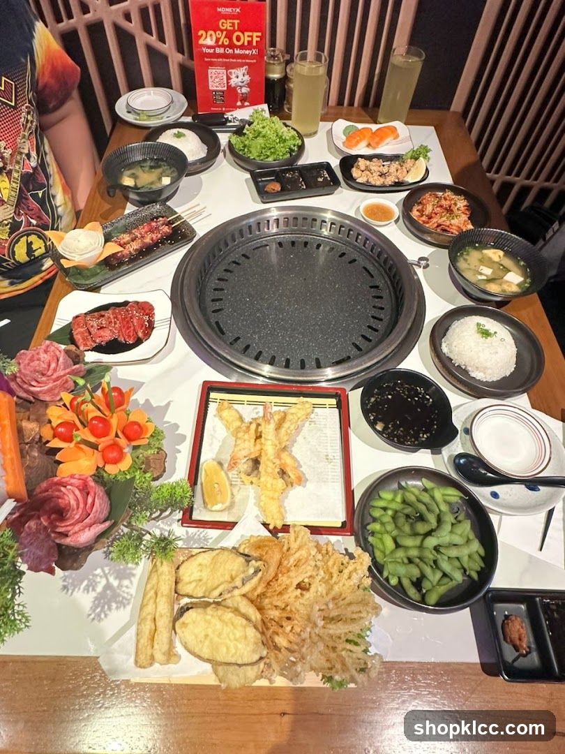 Table with Japanese Food and Grill