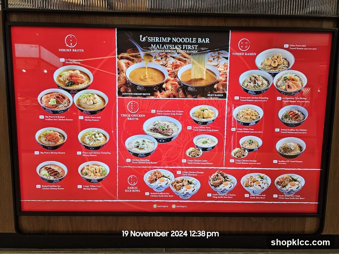 Shrimp Noodle Bar Menu