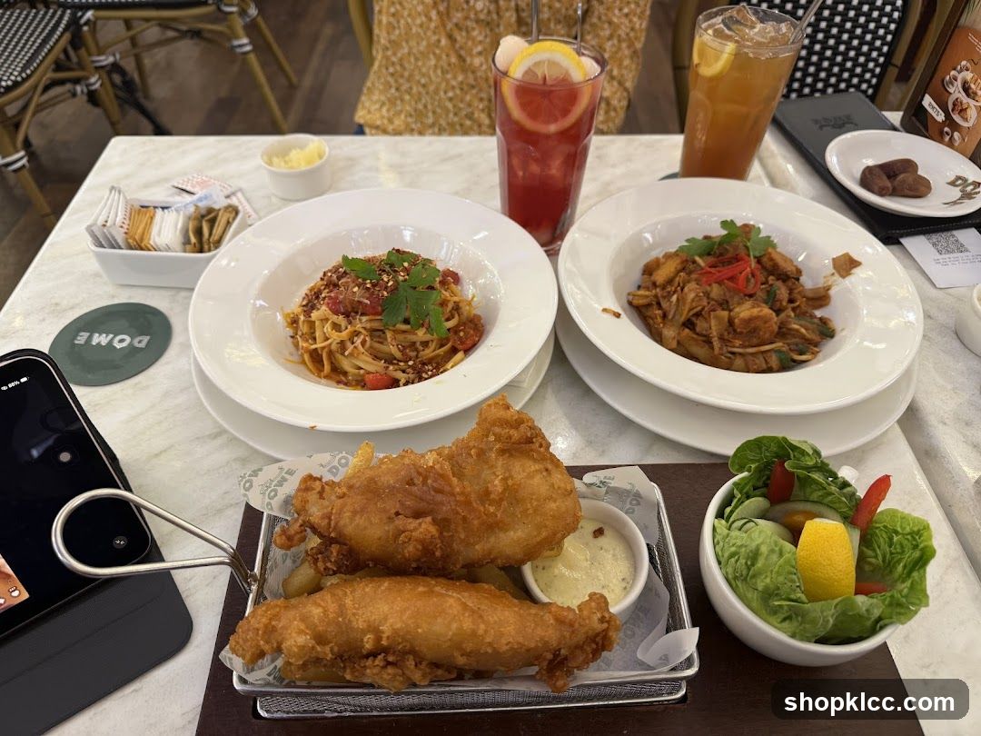 Table with food and drinks