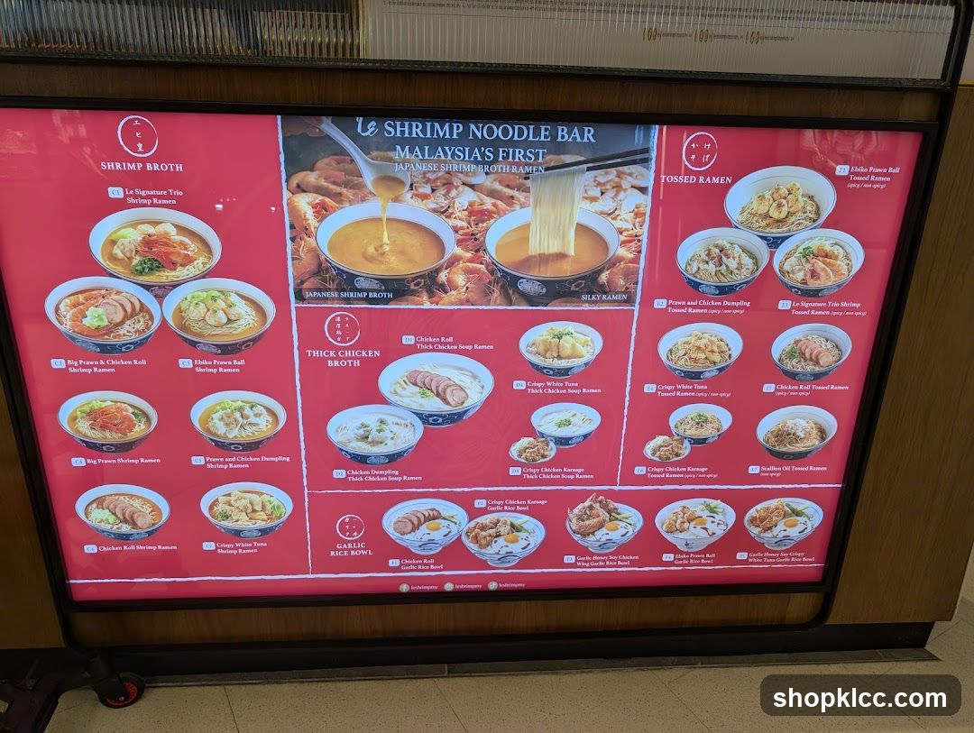 Shrimp Noodle Bar Menu