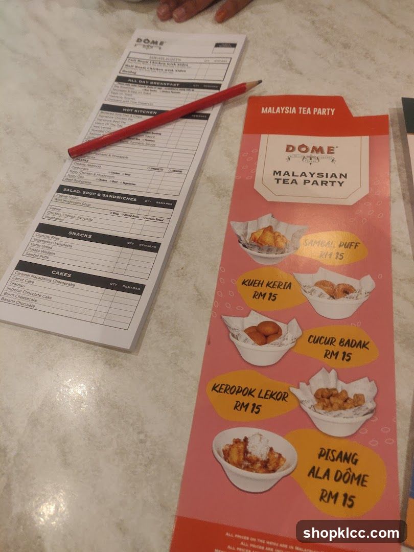 Dome Malaysia Tea Party Menu