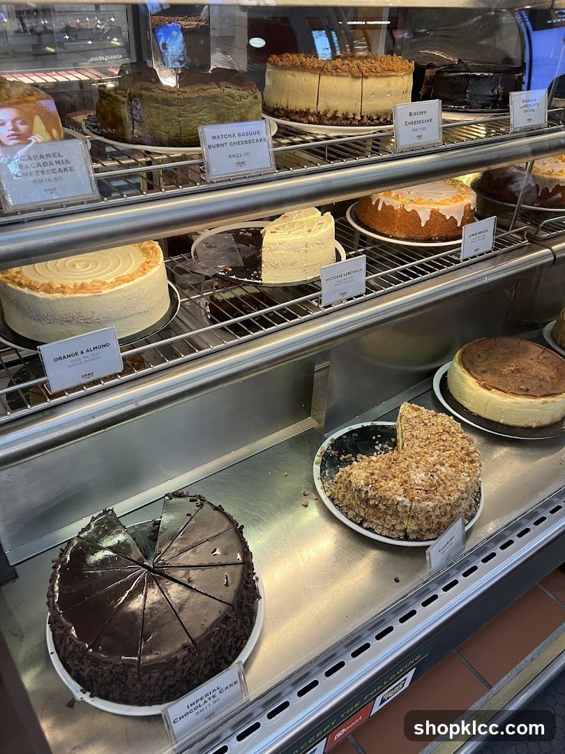 Cakes in a Display Case