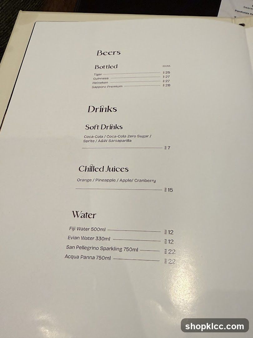 Drinks Menu