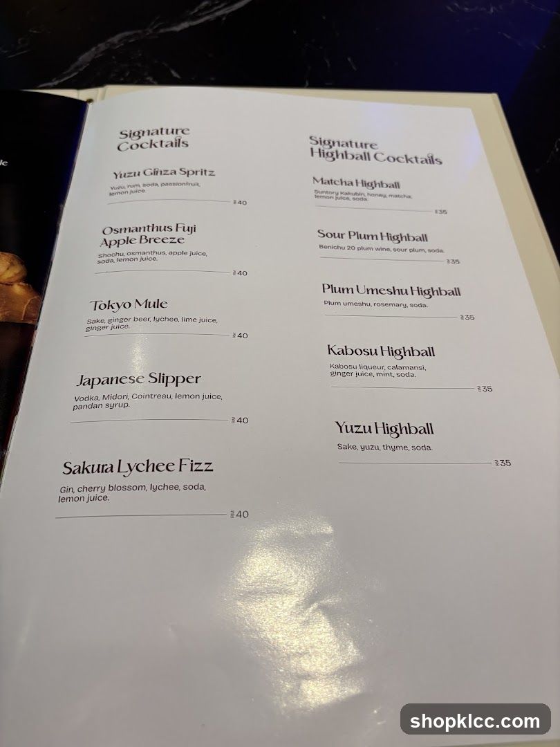 Signature Cocktails and Highballs