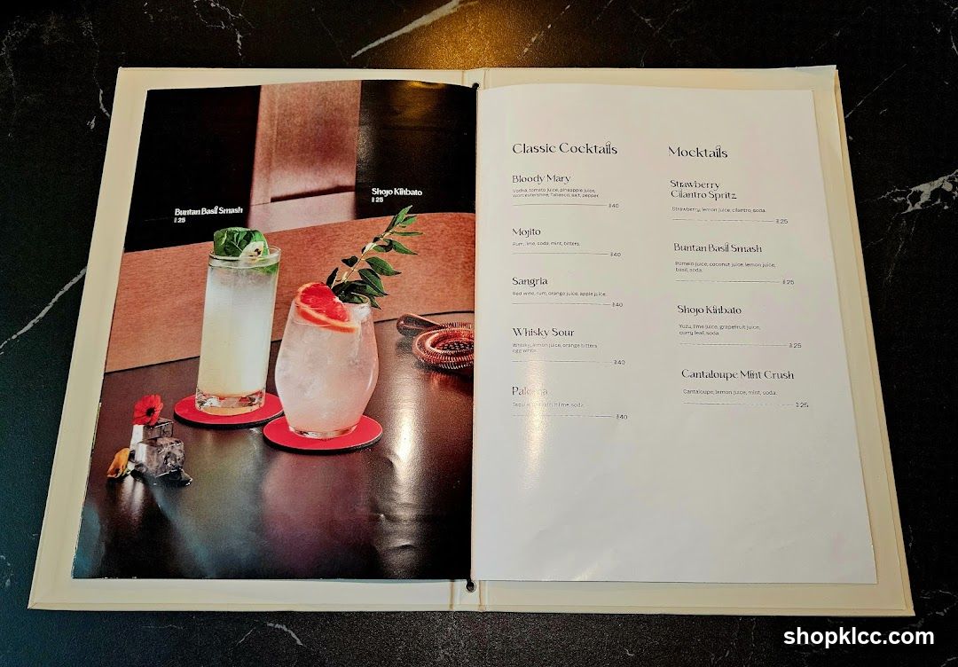 Cocktails and Mocktails Menu