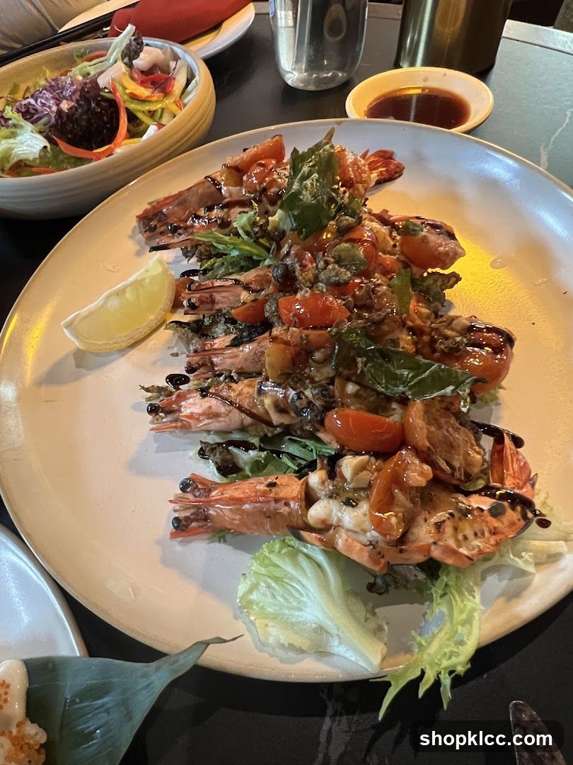 Prawns with Tomatoes and Salad