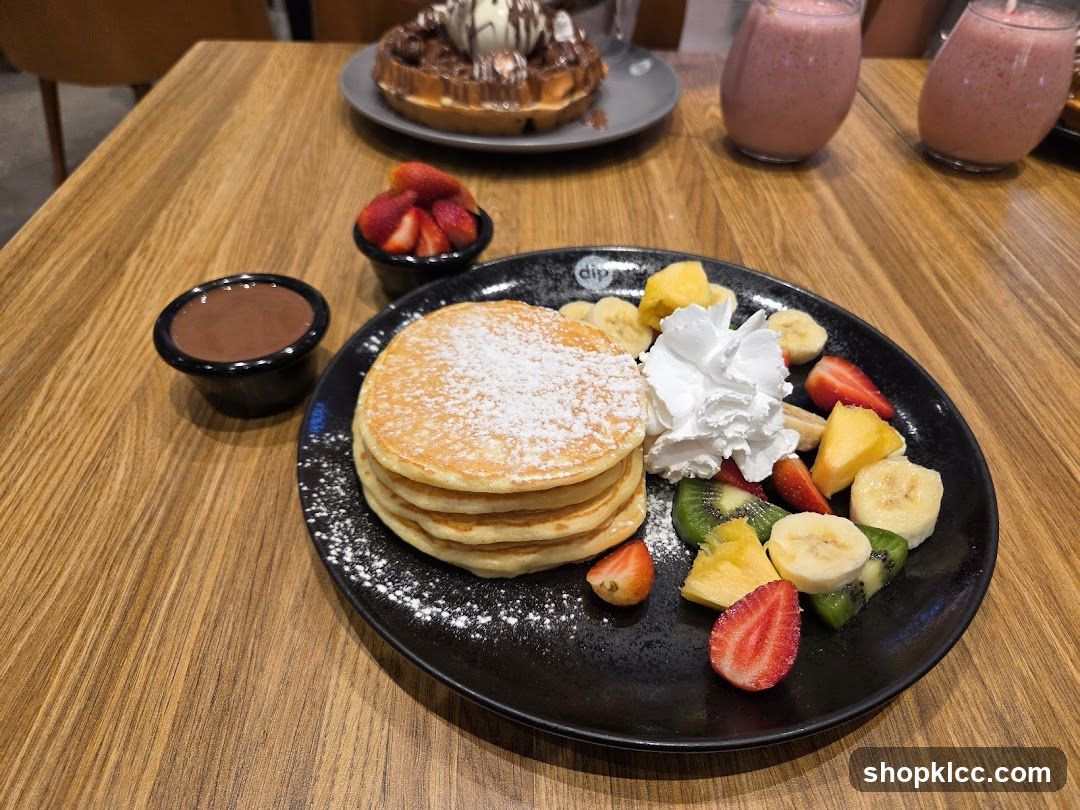 Pancakes with Fruit and Chocolate Dip