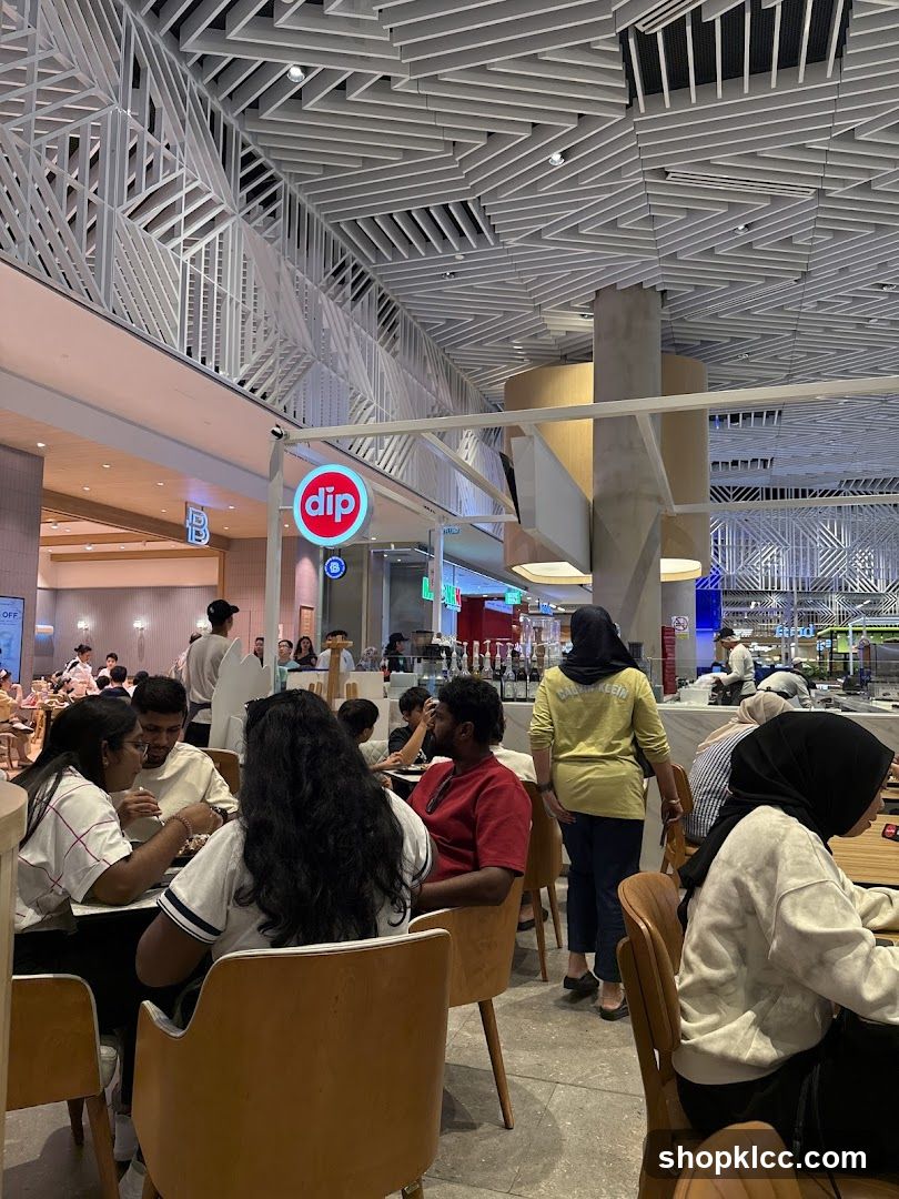 Diners at a modern food court