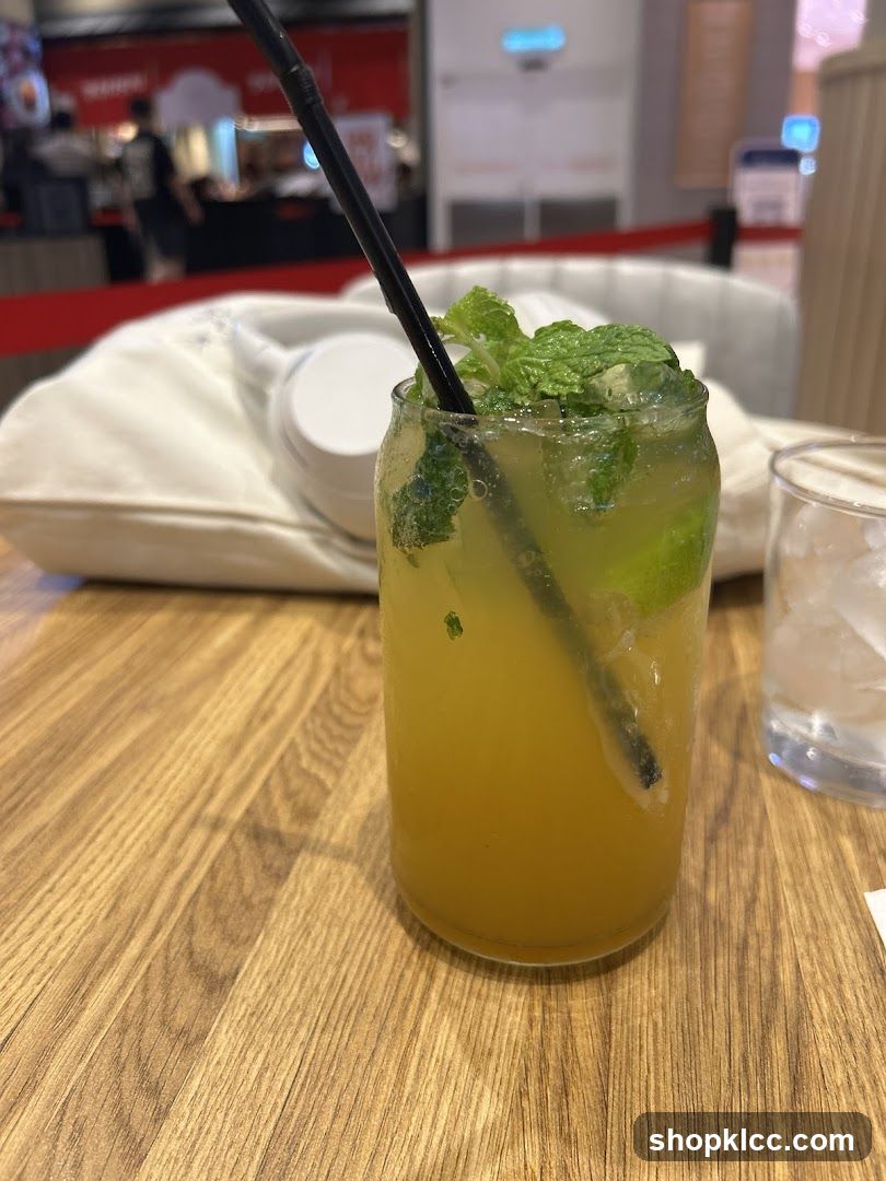Yellow Drink with Mint and Lime