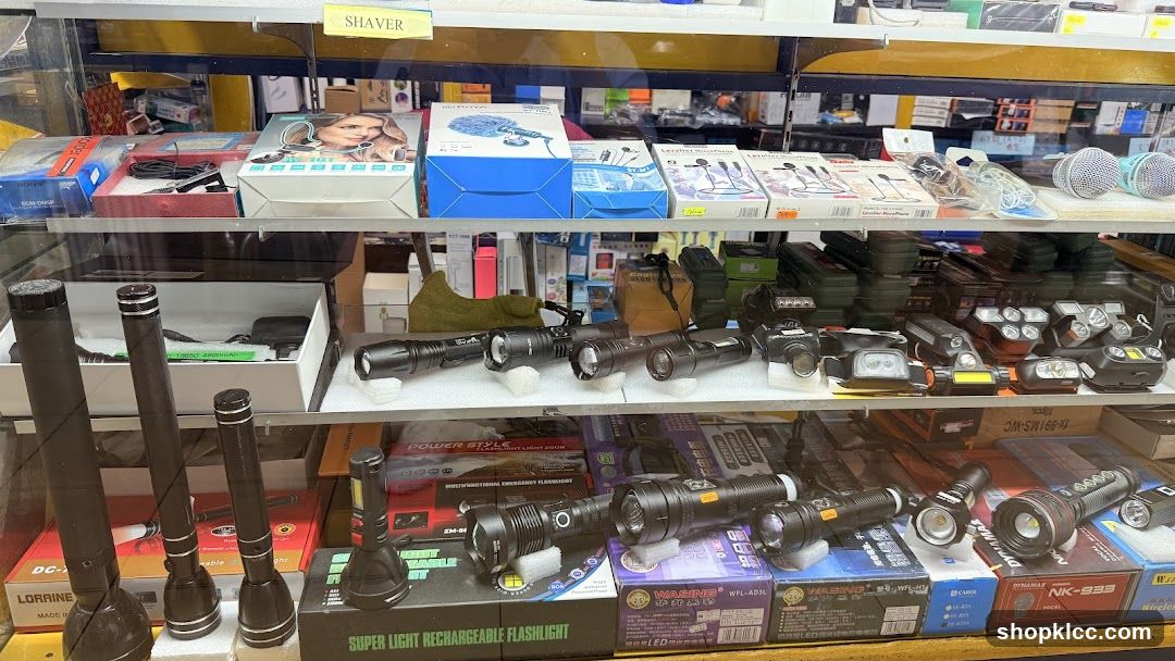 Store Display of Flashlights and Accessories