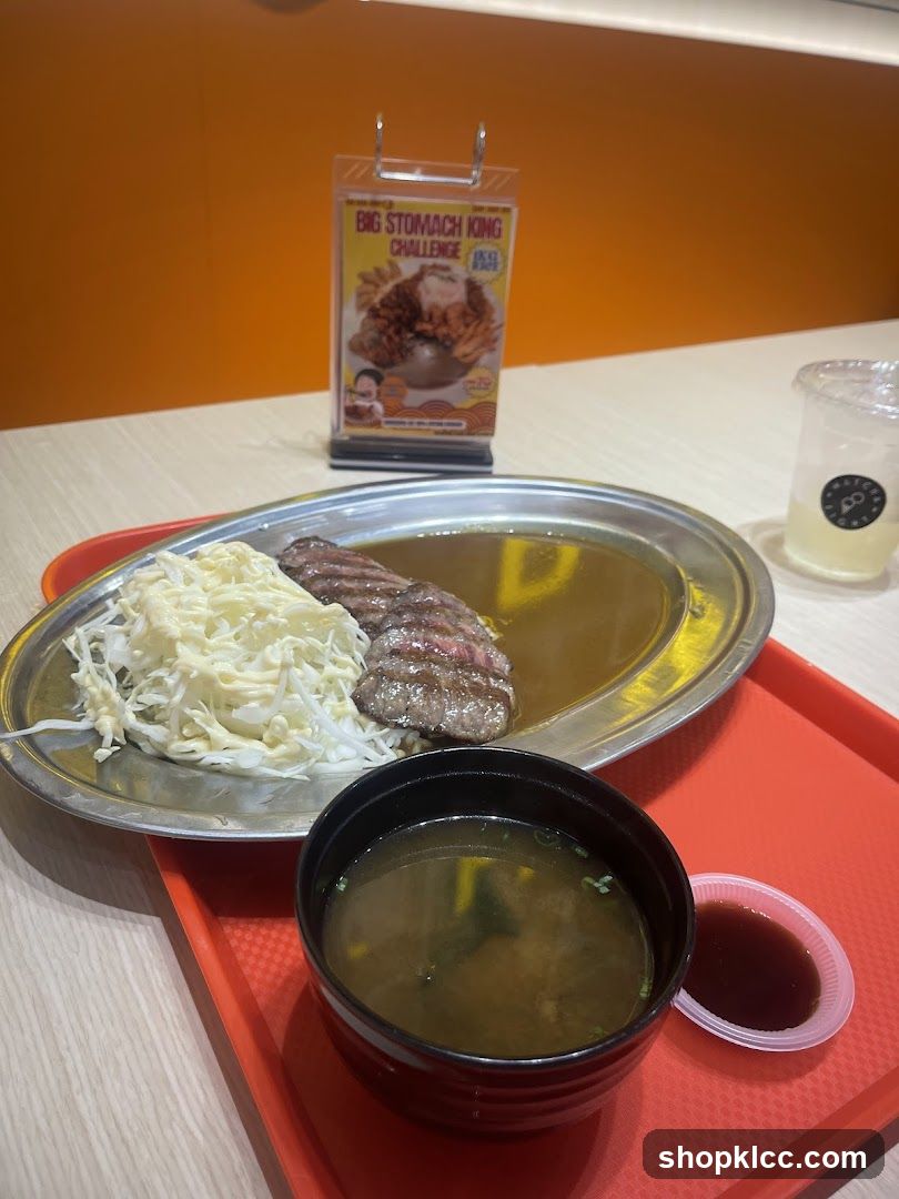 Beef Curry with Shredded Cabbage and Miso Soup