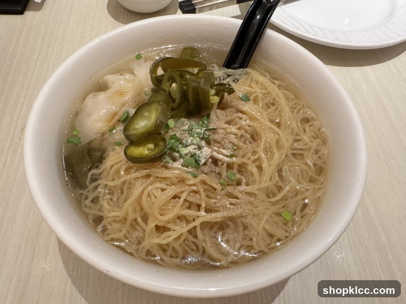 Noodle Soup with Wontons and Jalapenos