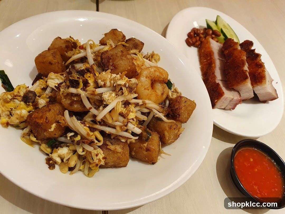 Fried Turnip Cake with Shrimp and Roasted Pork