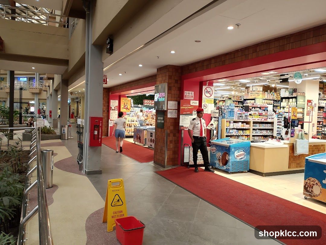 Supermarket Entrance with Security Guard