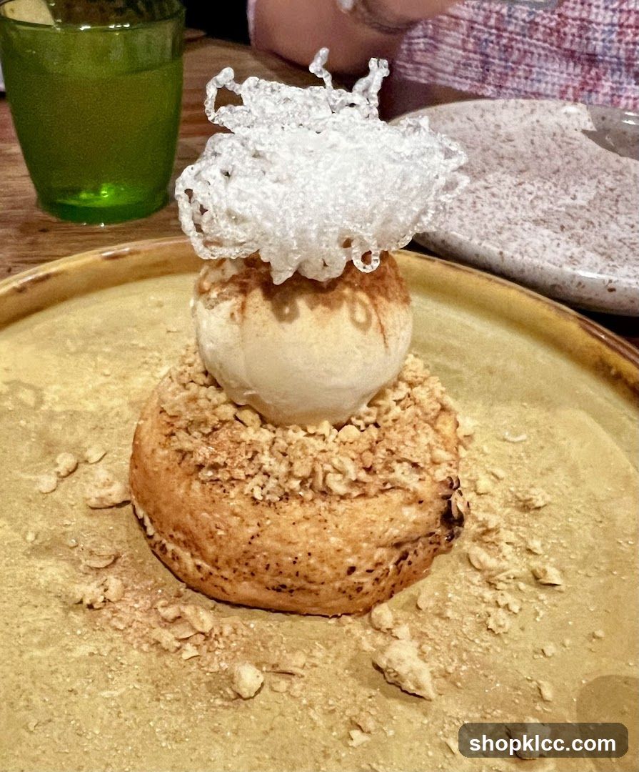 Dessert with Ice Cream and Crispy Topping
