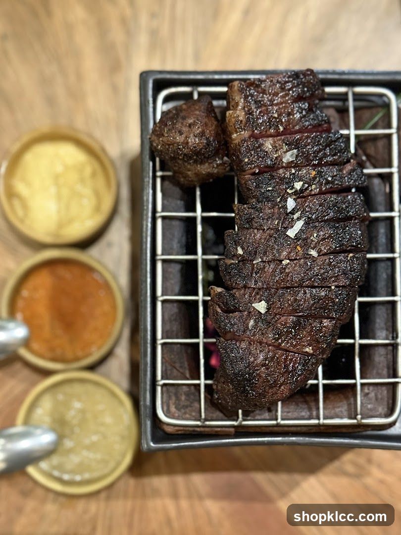 Sliced Steak with Sauces