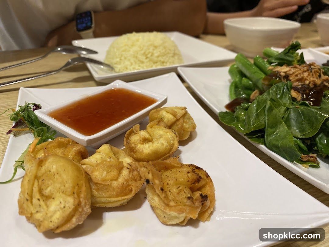 Fried Wontons and Stir-fried Greens