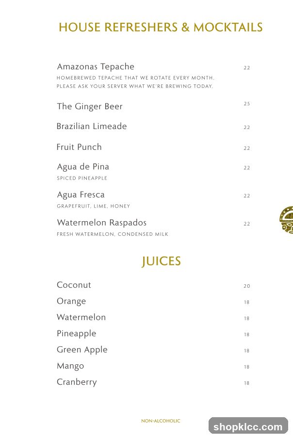 HOUSE REFRESHERS & MOCKTAILS
