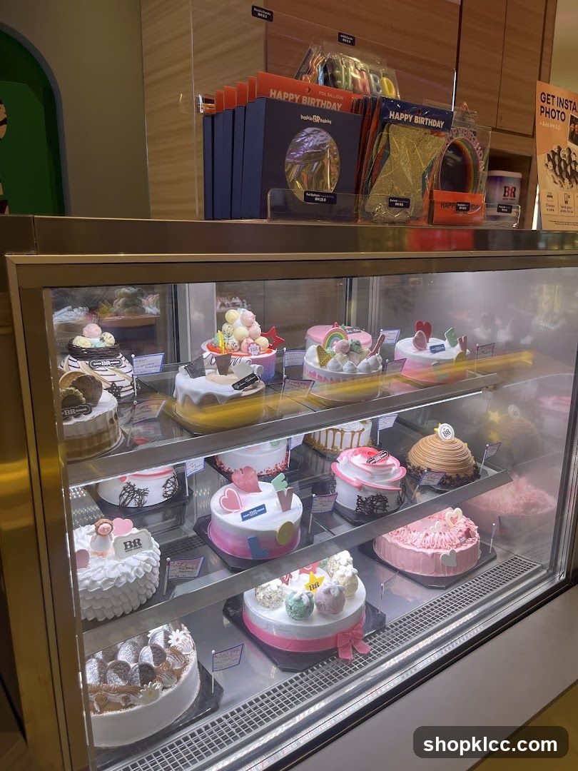 Cakes in a Display Case