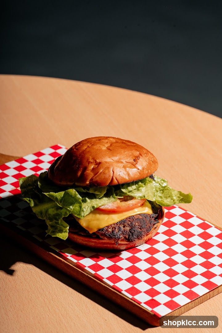 Burger on a cutting board