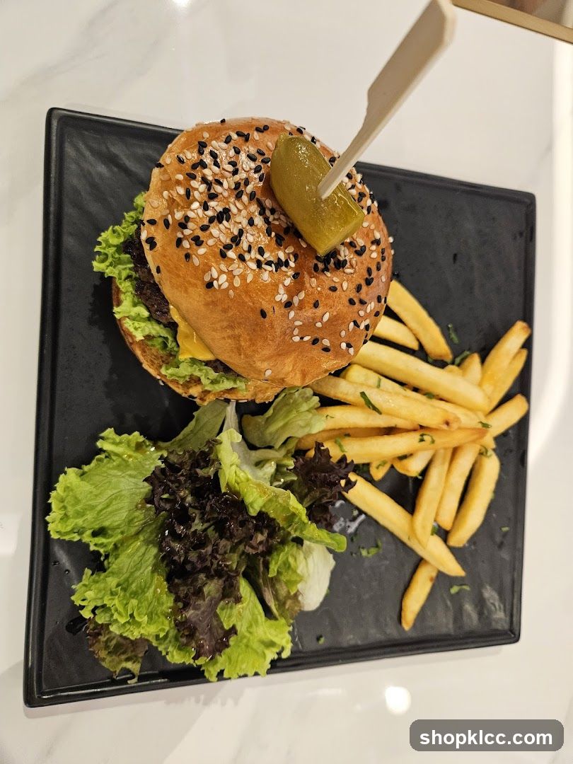 Burger with Fries and Salad