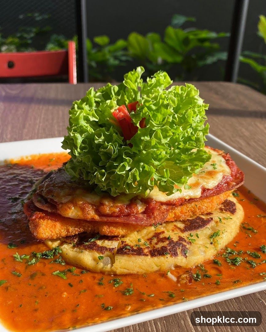 Chicken Parmigiana with Mashed Potato Cake