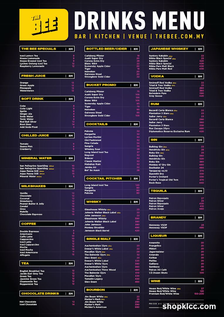 DRINKS MENU