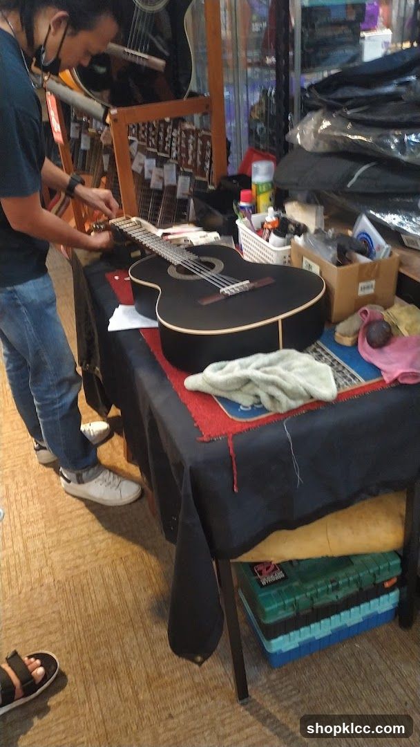 Guitar being worked on