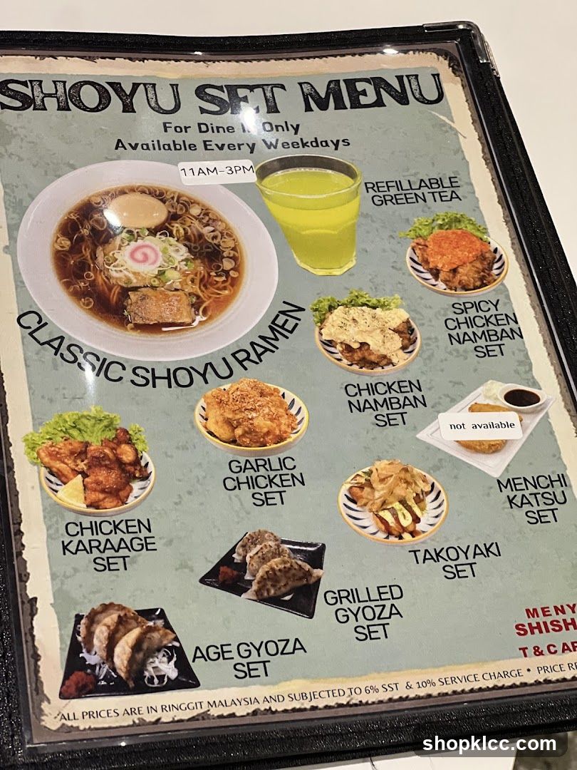 Shoyu Set Menu