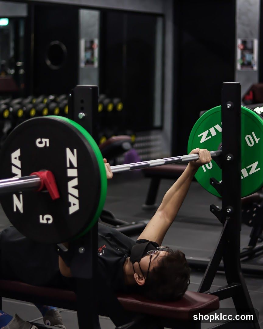 Man performing bench press