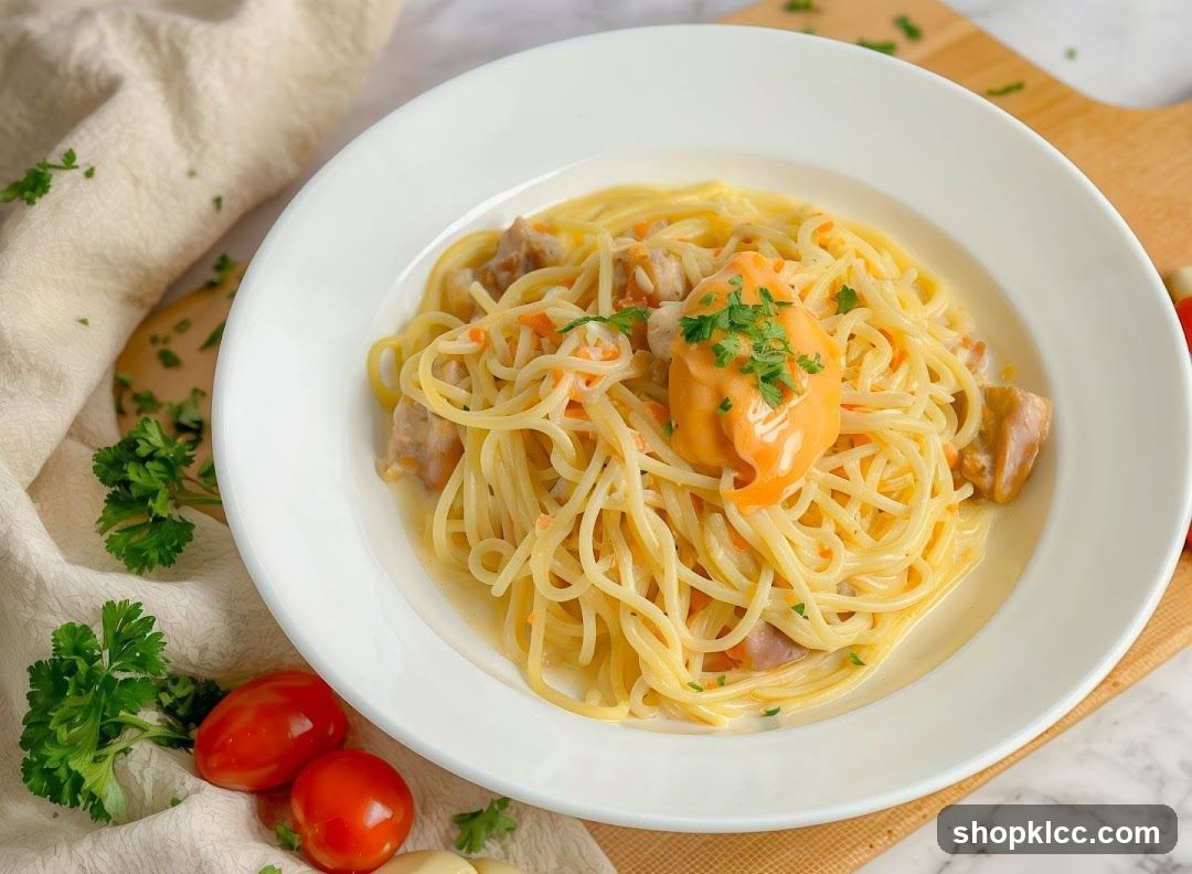 Creamy Spaghetti with Chicken and Carrots