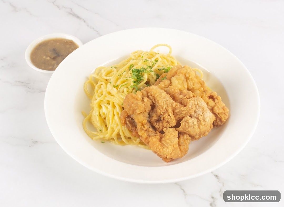 Spaghetti with Fried Chicken