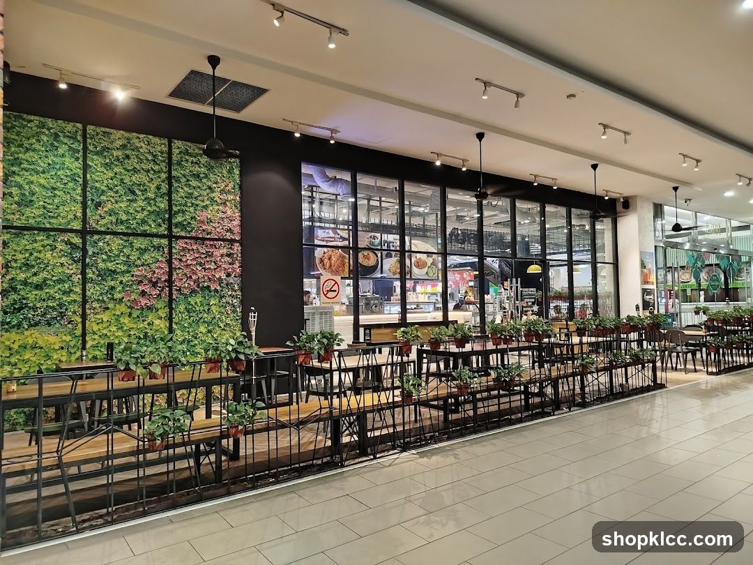 Restaurant Interior with Green Wall