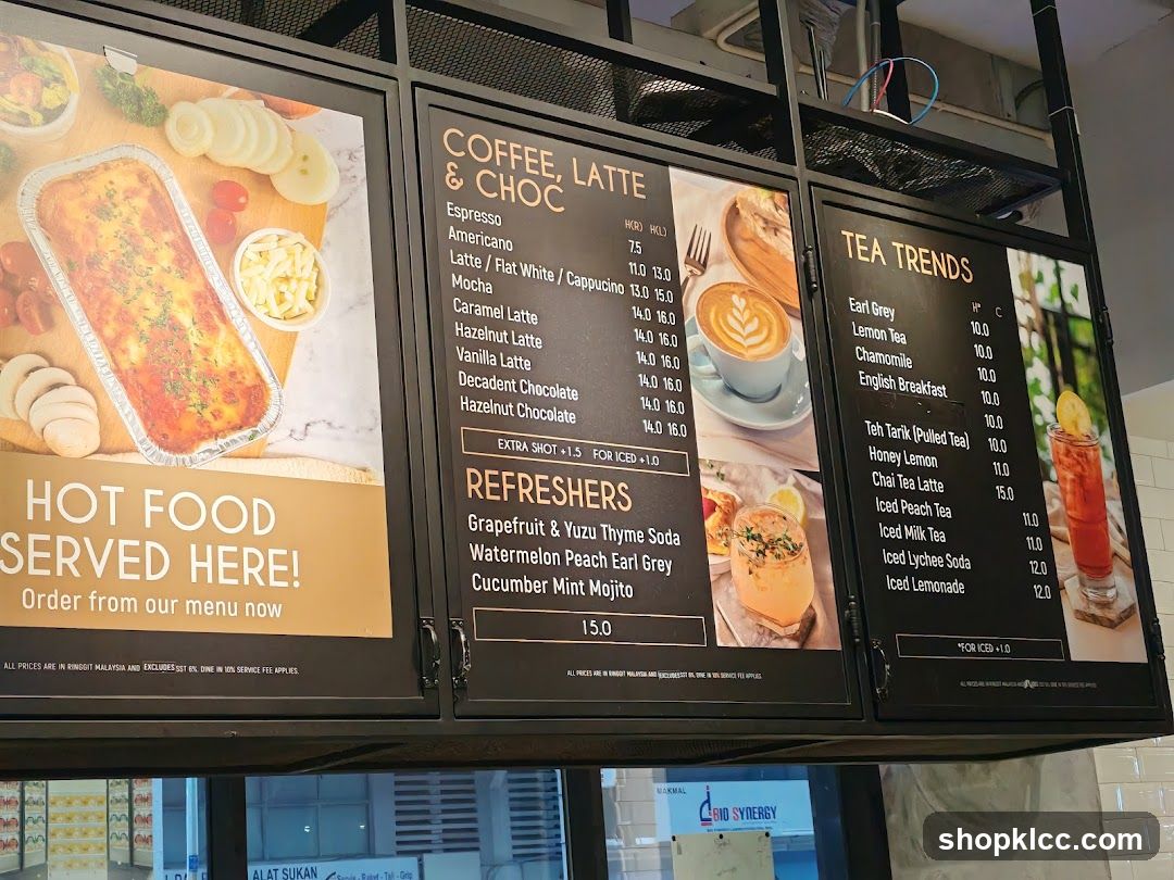 Coffee, Latte & Choc, Refreshers, and Tea Trends Menu