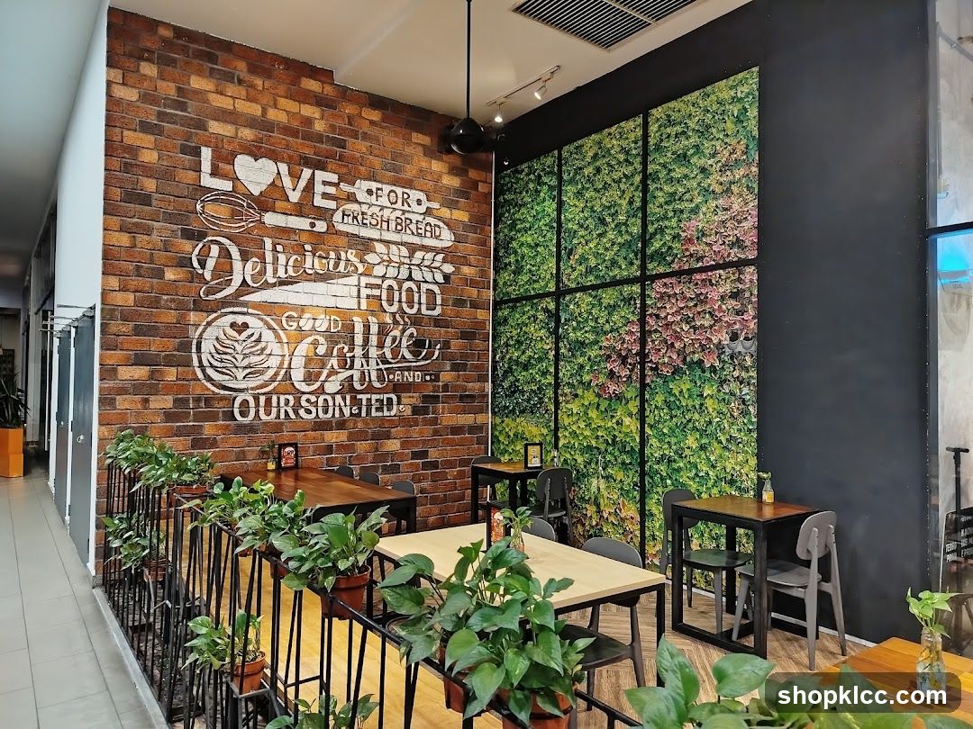 Cafe Interior with Green Wall