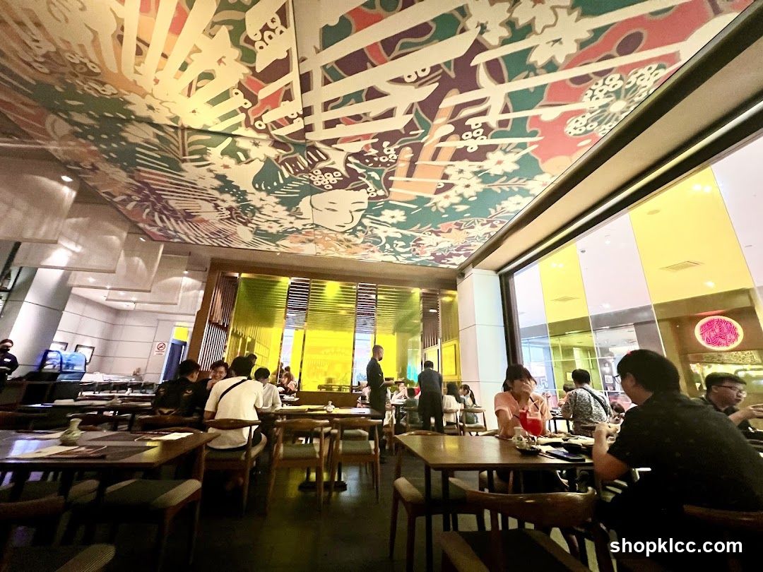 Restaurant Interior with Decorative Ceiling