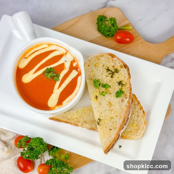 Tomato Soup with Garlic Bread