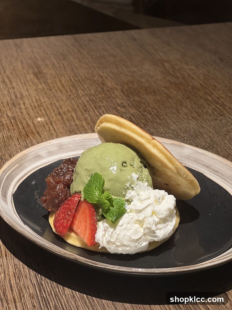 Matcha dessert with toppings