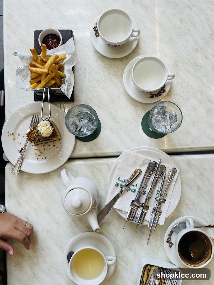 Table setting with food and drinks