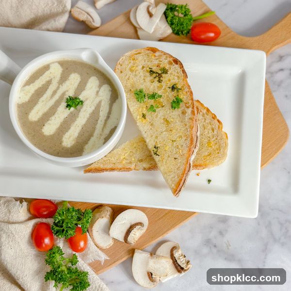 Mushroom Soup with Garlic Bread