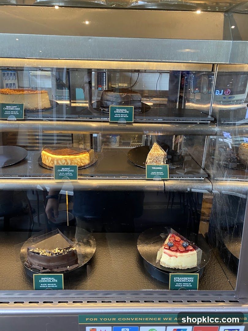 Cakes in a Display Case