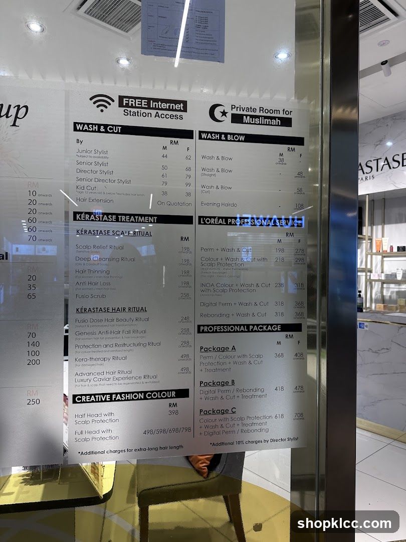 Hair Salon Price List