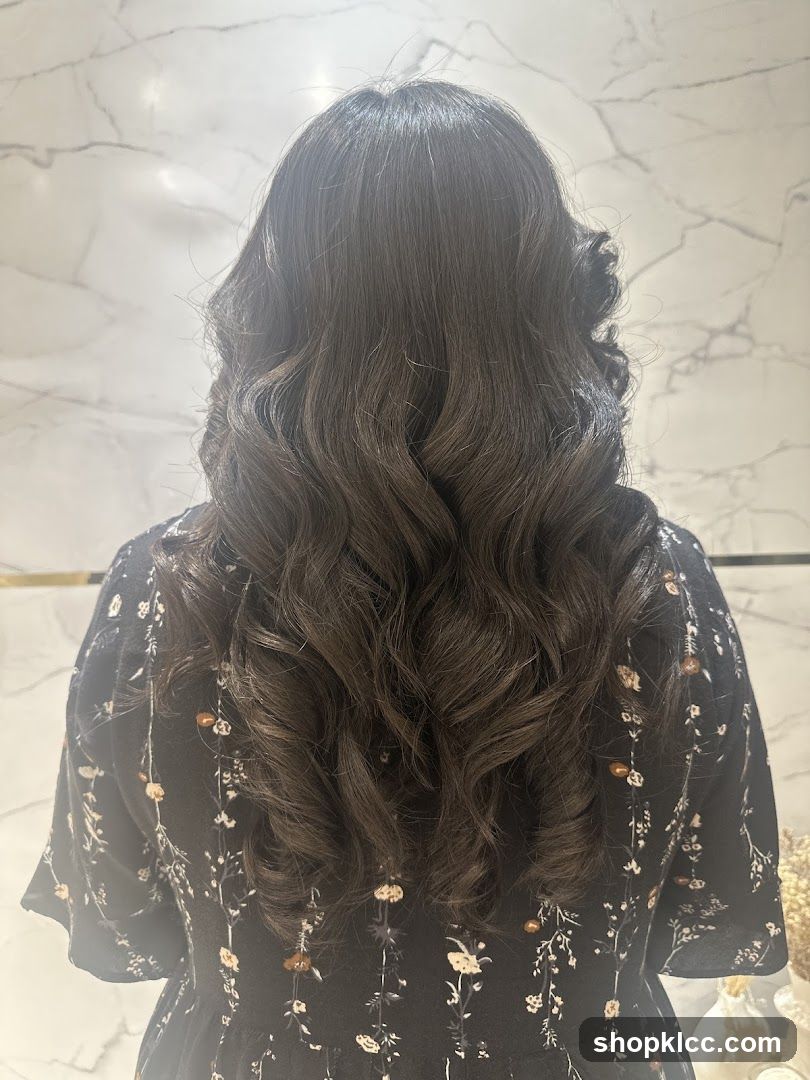 Woman with styled dark hair