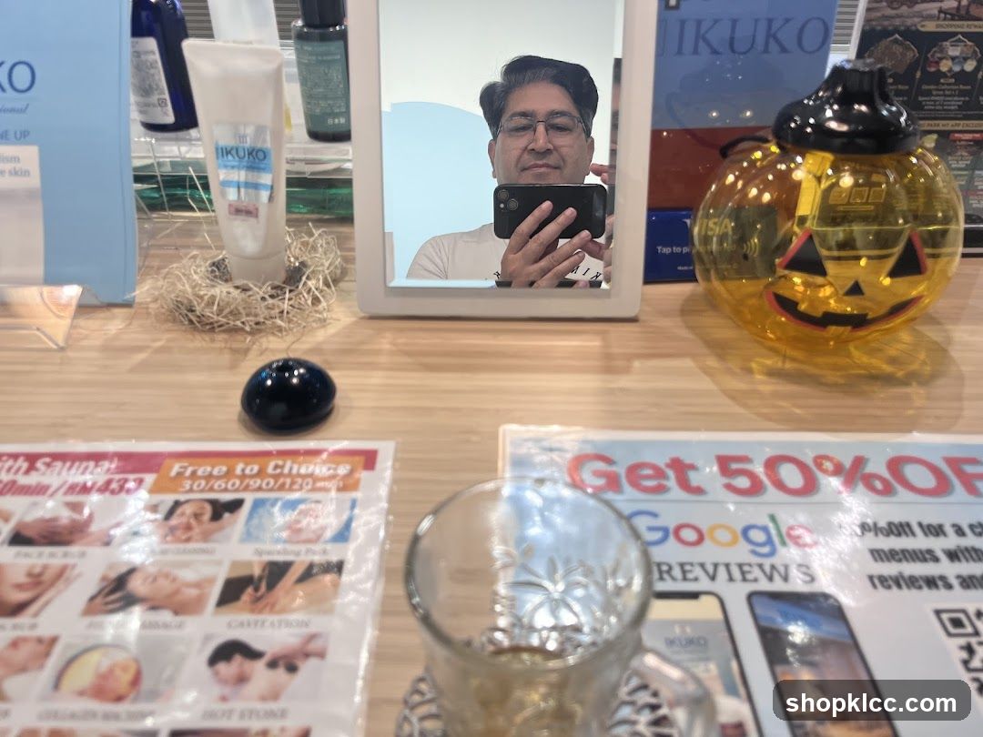 Promotional Display with Skincare and Halloween Decor