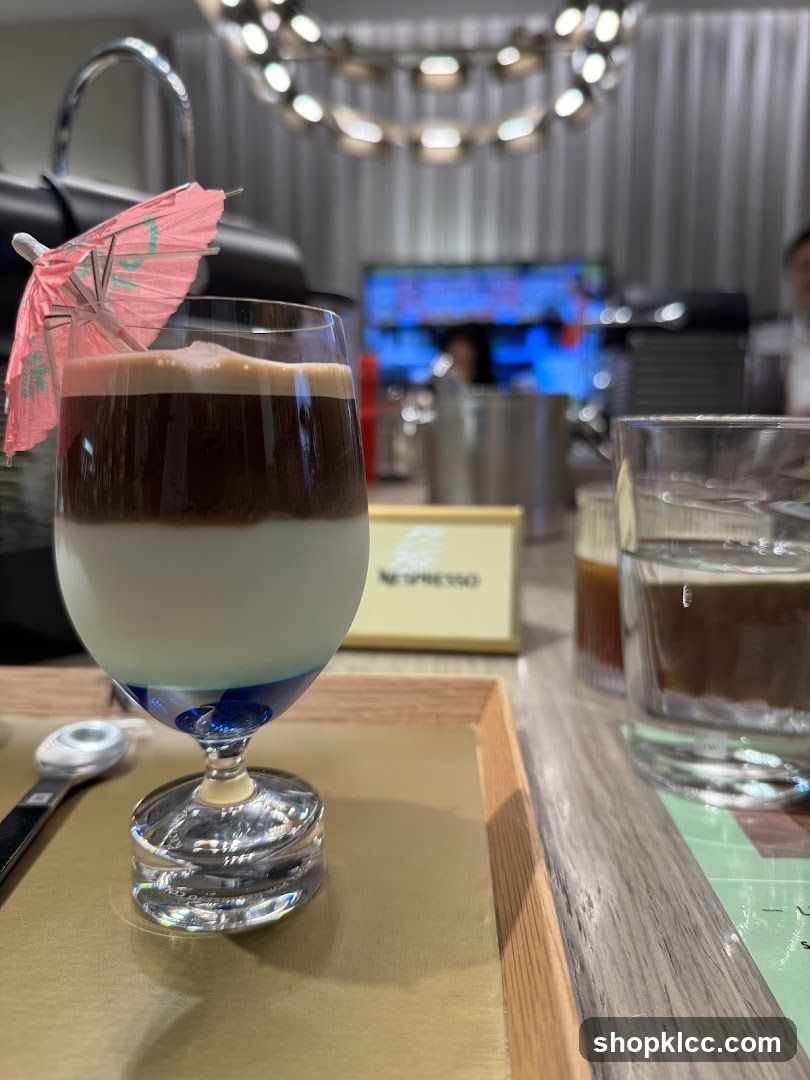 Layered Coffee Drink with Umbrella