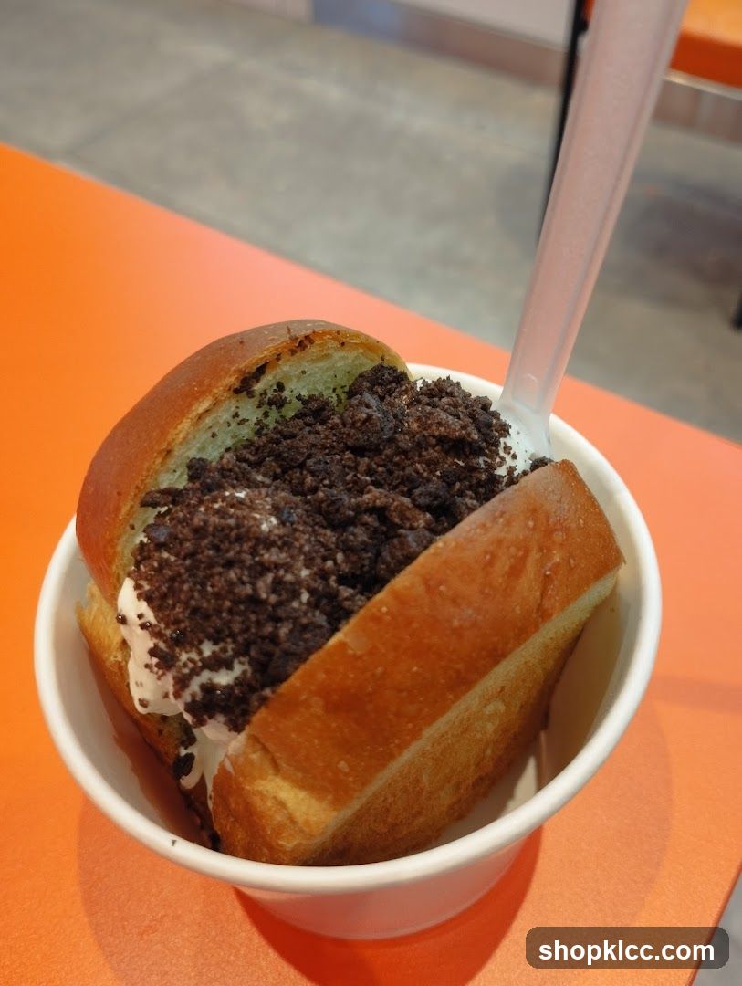 Ice cream sandwich with cookie crumbs
